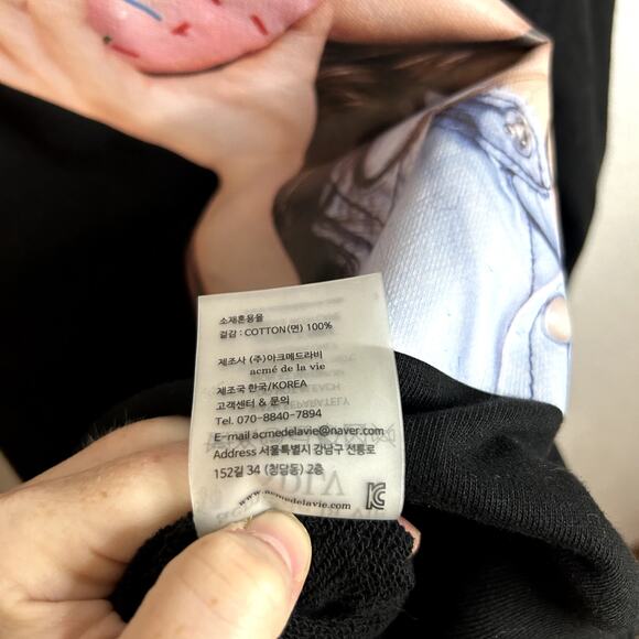 Acmé de la vie ADLV BABY FACE HOODIE BLACK DONUT Size 1 Unisex Black - Picture 7 of 14